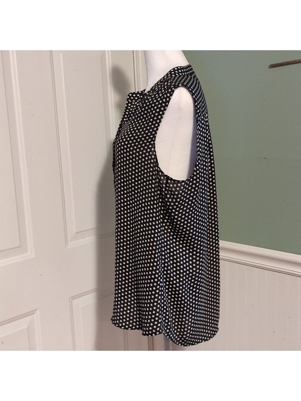 Banana Republic Black Tan Polka Dot Tank Top Size 14 - Picture 6 of 11
